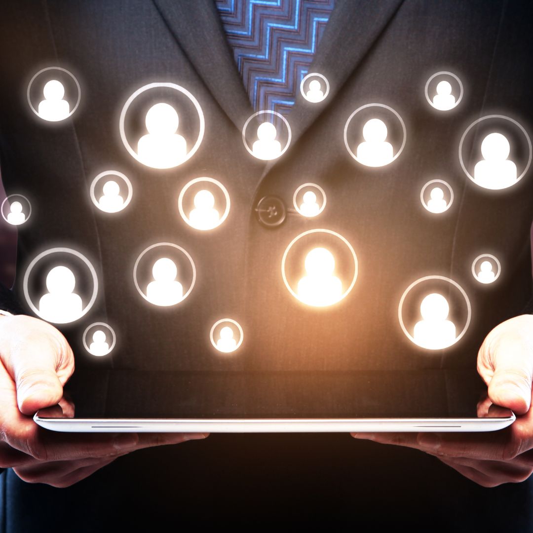 Man holding ipad showing candidate options